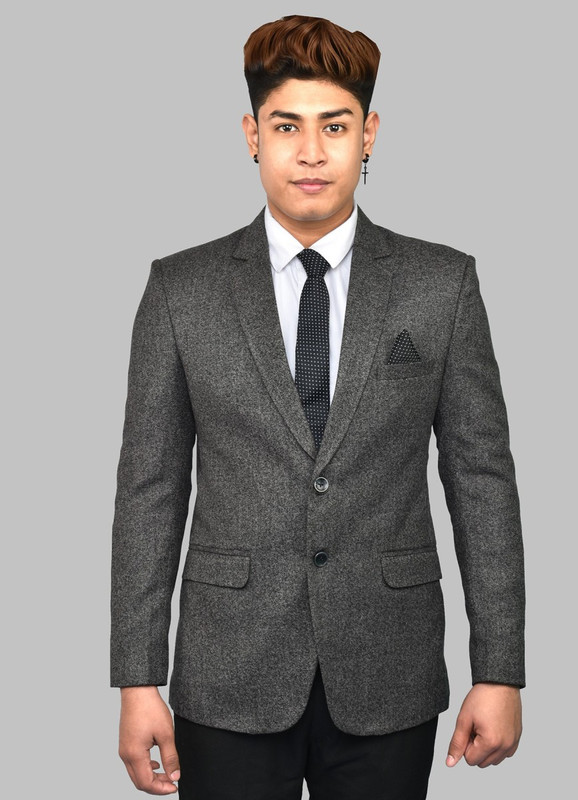 Darelooks Slim  Fit Pure Wool Blazer For Men Color  (  Grey ) 